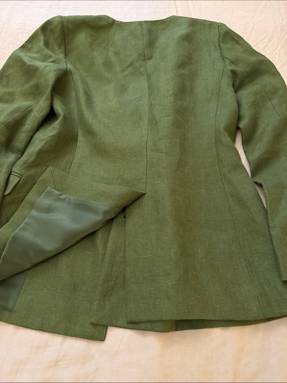 J.Crew Olive Green Womens Linen Tailored Blazer Jacket size 4 - Picture 12 of 13